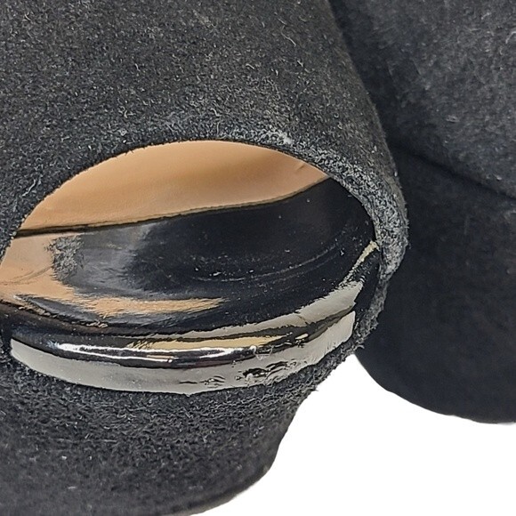 Sole Society Louisa Black Suede Wedges 6 - Picture 9 of 11